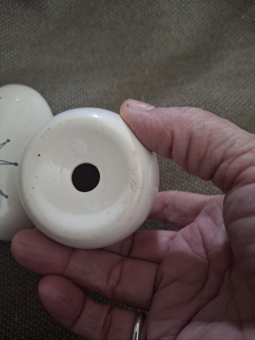 Franciscan Ceramic Mid-Century Starburst Salt and Pepper Shakers  White and Blue - Picture 4 of 5